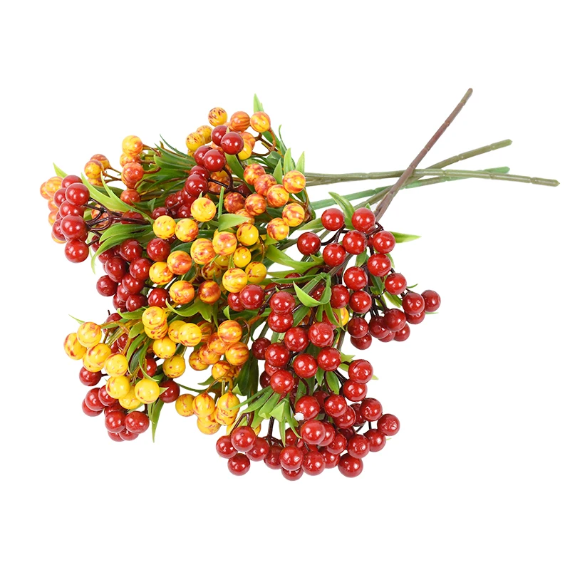 

Artificial Foam Berry With Green Leaves Fake Flower Bouquet For Xmas Wedding Party Home DIY Flower Arrangement Accessories