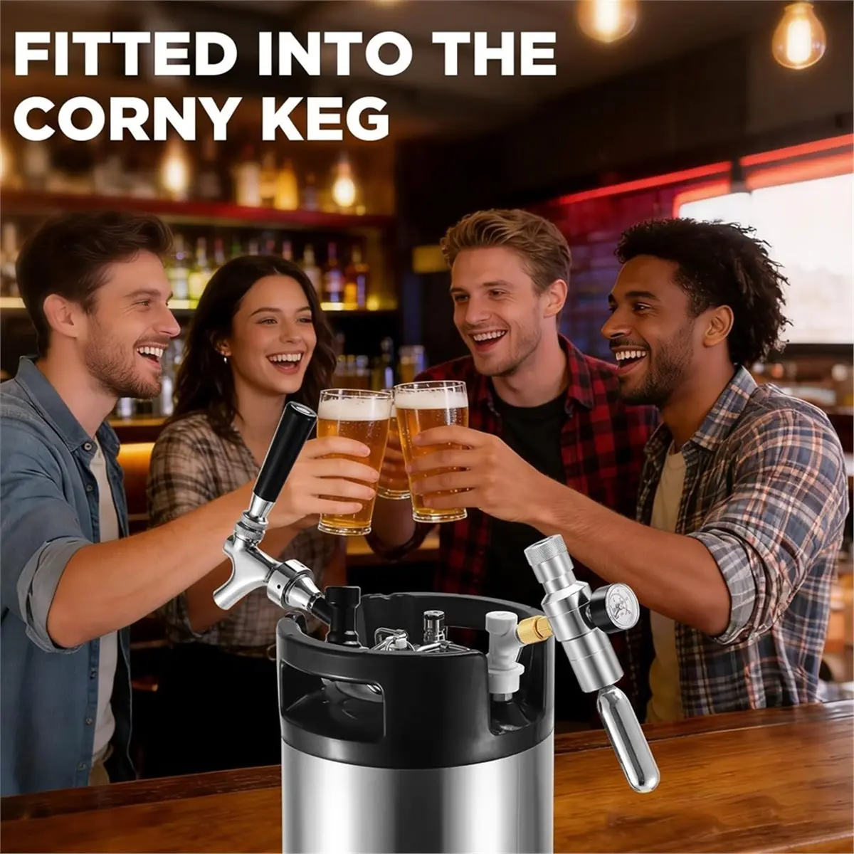 

A89X Dual-Stage Keg Regulator & Ball Lock Beer Faucet Set Keg Regulator with Stainless Steel Self-Closing Beer Tap