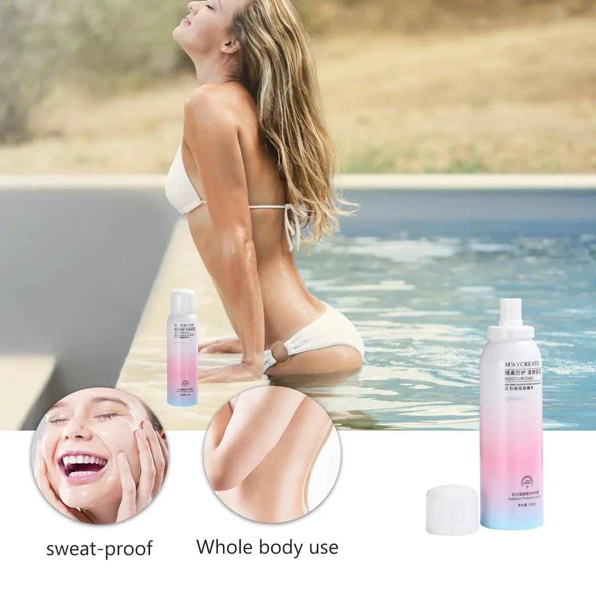 150ml Moisturizing Whitening Sunscreen Mist Sunscreen Spray Skin Care Isolate UV Rays Whitening Skin Full Body Outdoor Usable