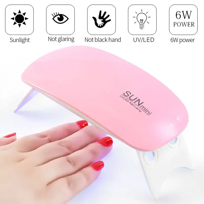 SUN 6W Nail Dryer Machine Portable 6 LED UV Manicure Lamp Home Use Nail lamp for Drying Nails Polish Varnish with USB Cable