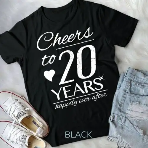 Cheers To 20 Years Married Couples 20th Wedding Anniversary Unisex T-shirt