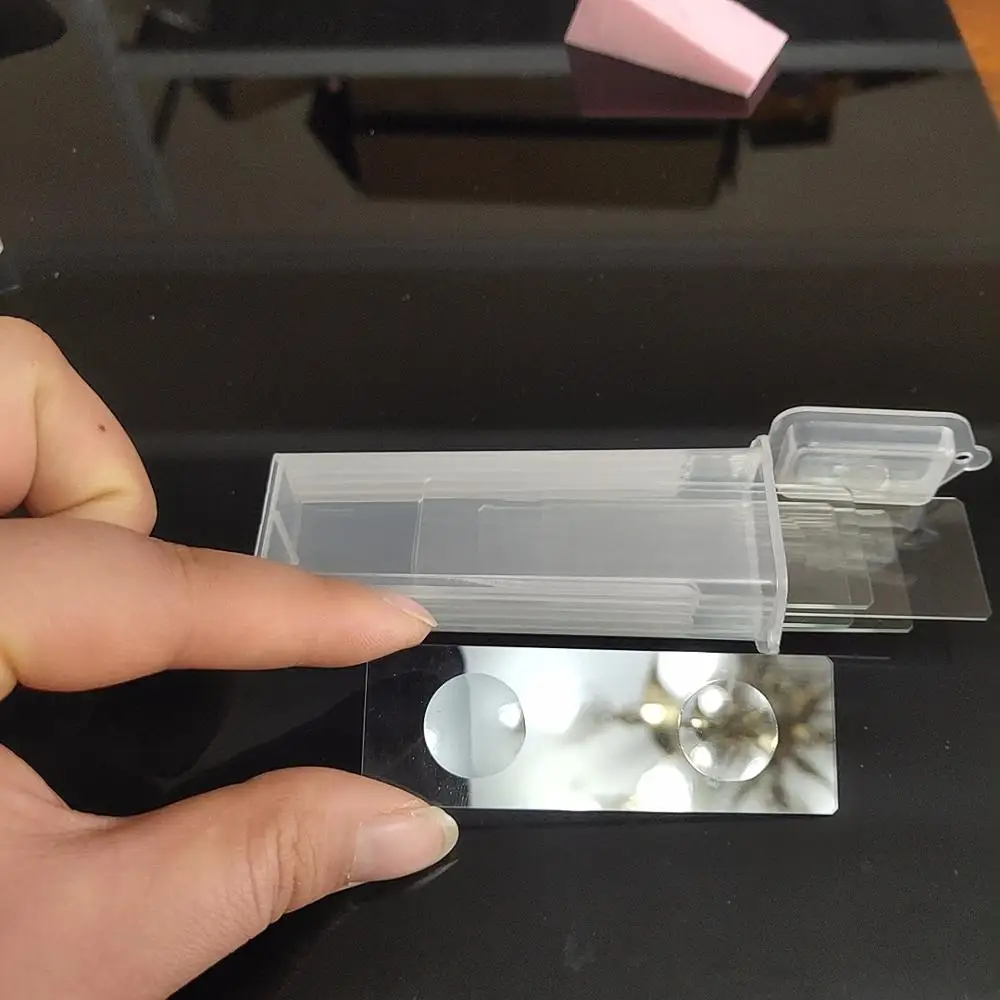 Coverslips de vidrio de cavidad de 1mm de espesor, portaobjetos de vidrio de microscopio cóncavo doble, cubierta de muestra en blanco de laboratorio reutilizable, 5 piezas