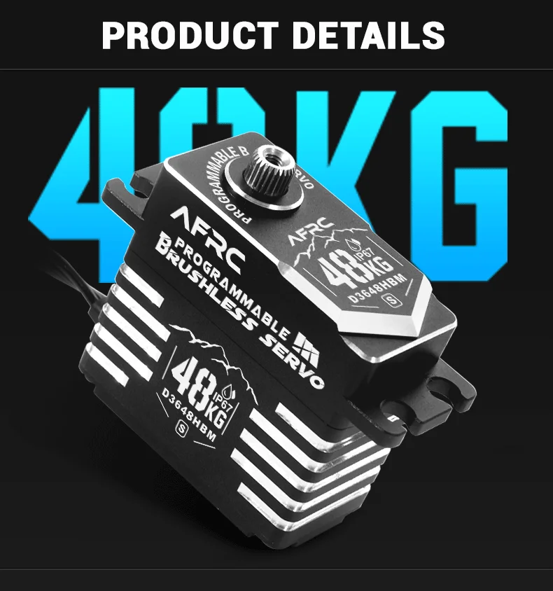 AFRC D3648HBM-S Hochdrehmoment 48KG IP67 Wasserdichter Programmierbarer Bürstenloser Servo für 1/5 1/8 1/10 Traxxas RC Auto Boot Roboter – Detail 3
