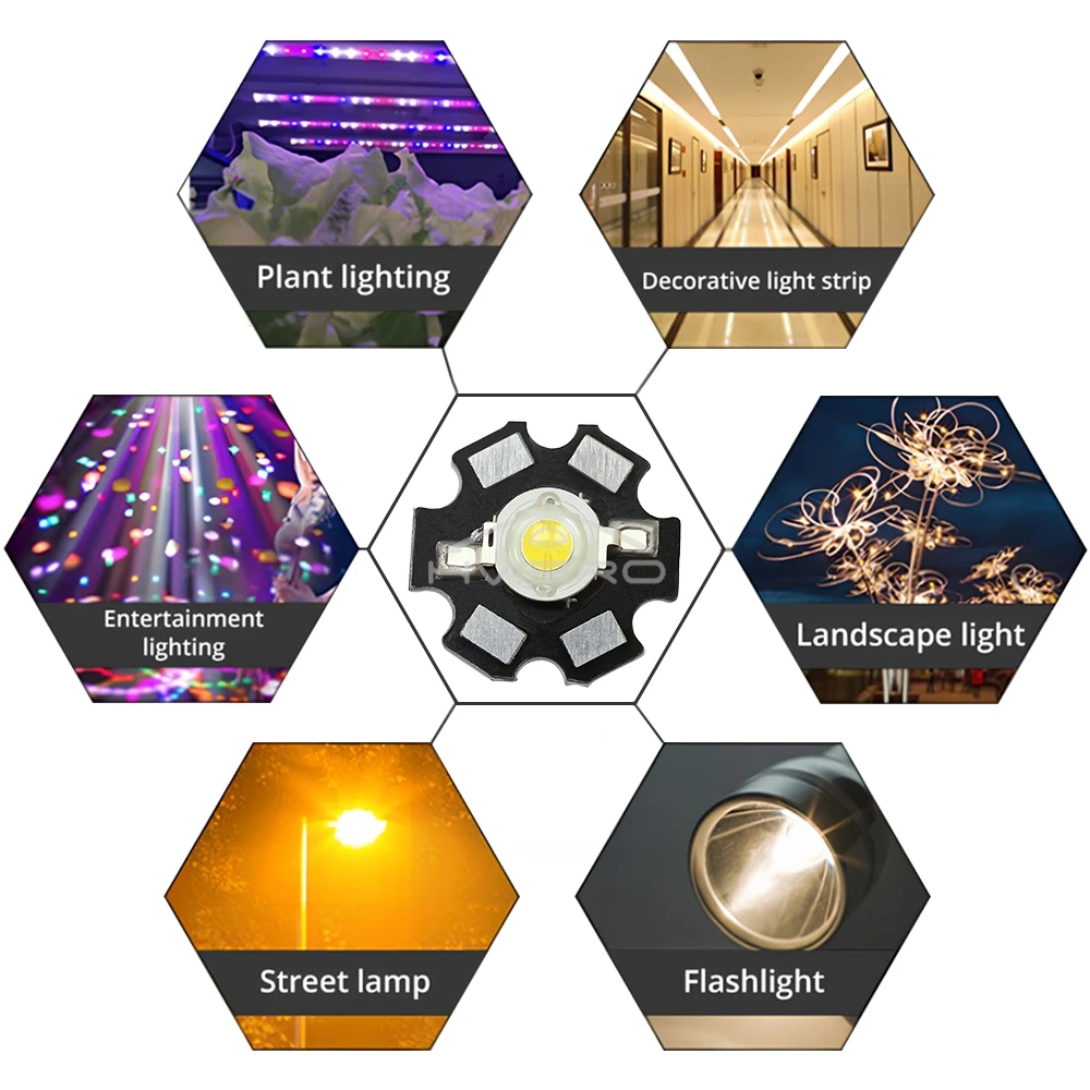 10/50/100X 1W High Power Light Beads Warm White 20mm Star PCB Emitter LED Bulb 4 Gold Line COB Diodes Lamps for Flashlight Home