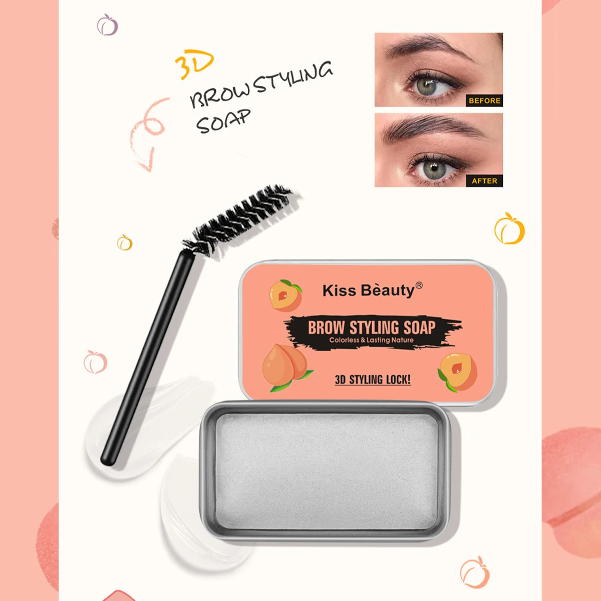 Colorless transparent eyebrow cream styling soap for refreshing and long-lasting natural eyebrow styling with eyebrow brush