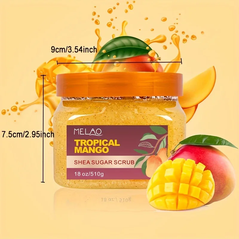 Shea Sugar Body Scrub Mango Strawberry Turmeric Lemon Blueberry Ultra Hydrating and Exfoliating Scrub for Nourishing