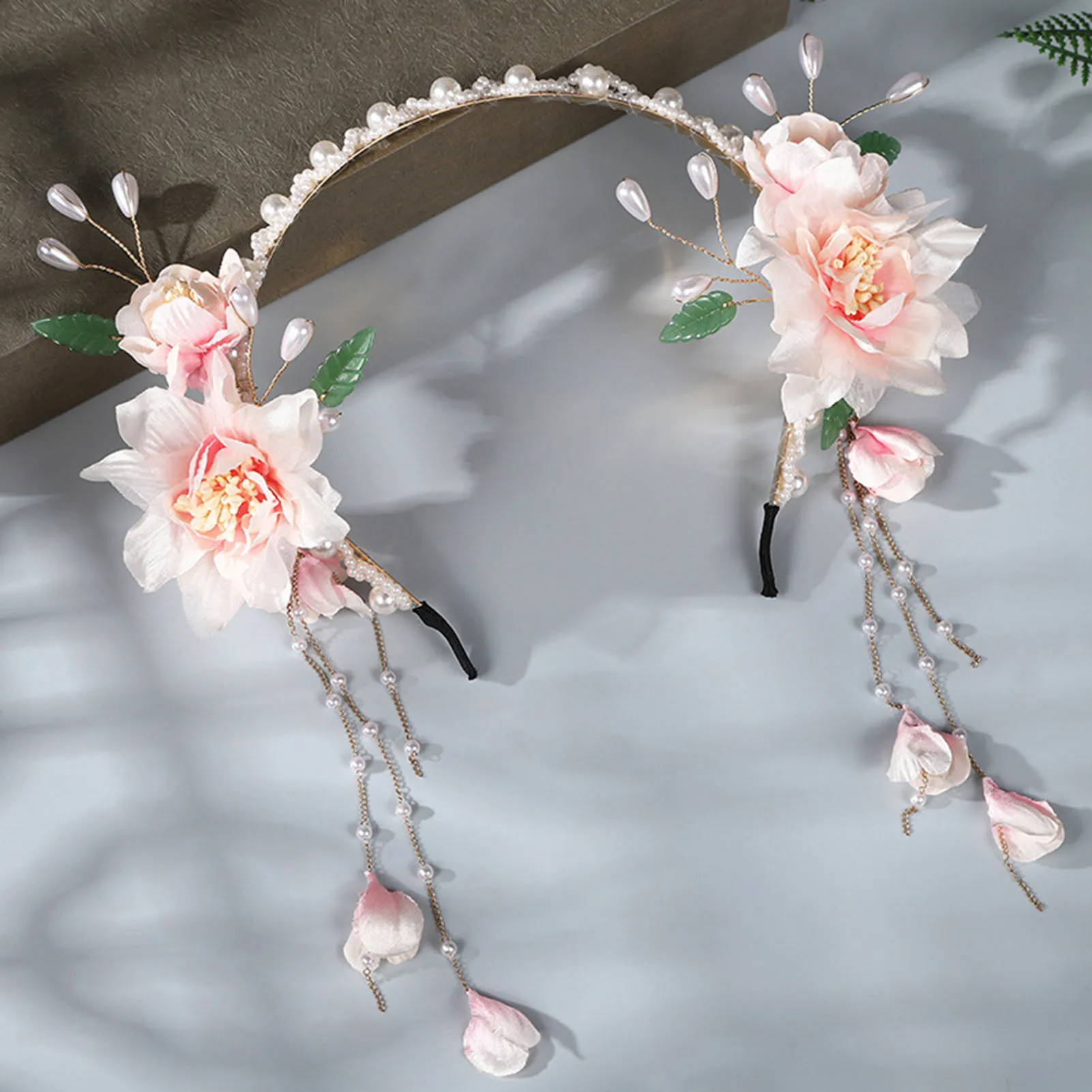 Blume Perle Stirnbänder Hochzeit Haarschmuck für Frauen rosa/blau Farbe Blumen Fransen Haar Reifen Braut chinesischen Kopf Schmuck