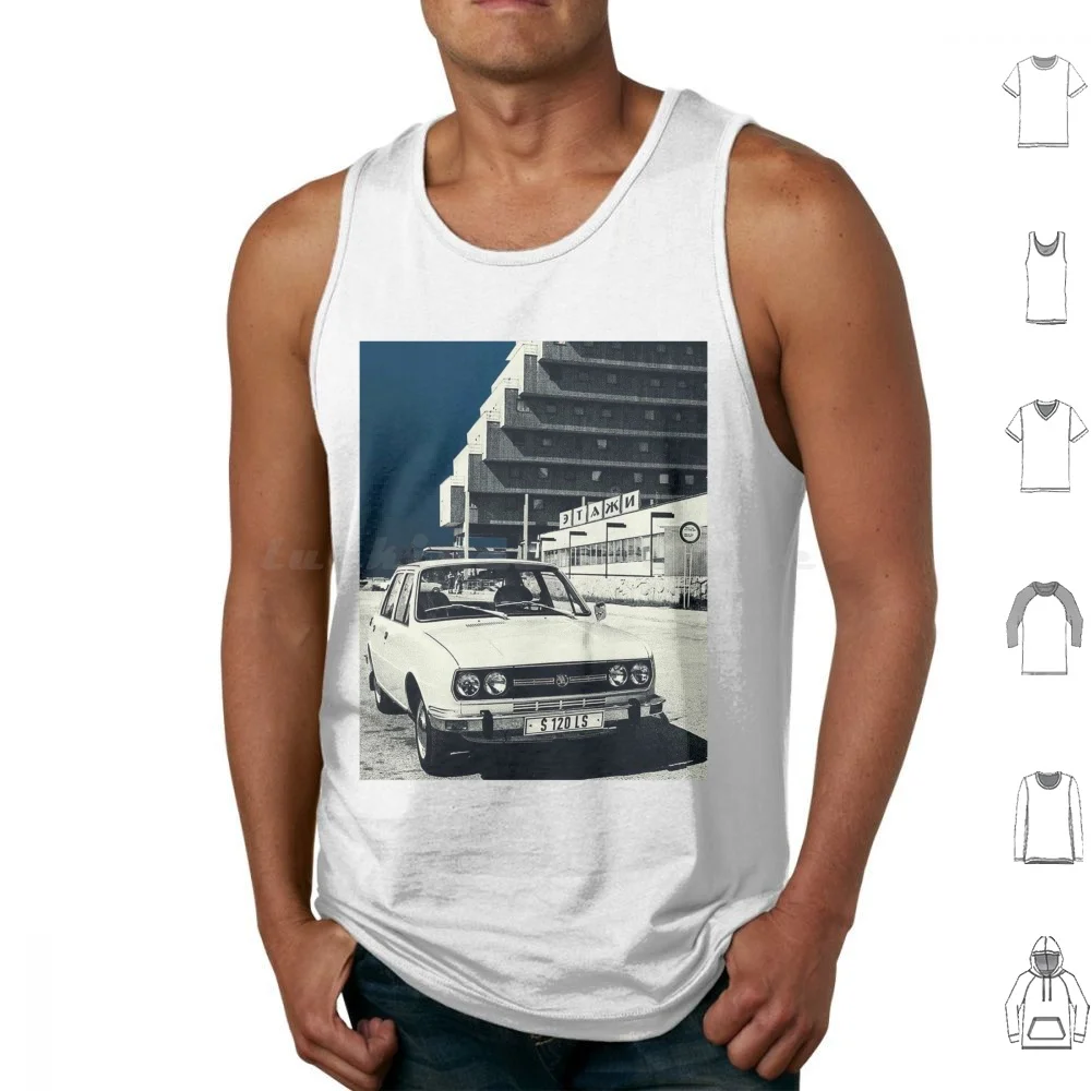 Molchat Doma-Stairs Graphic Art Tank Tops Print Cotton Stairs National Hotel Lada Soviet Belarussia Industrialism Post