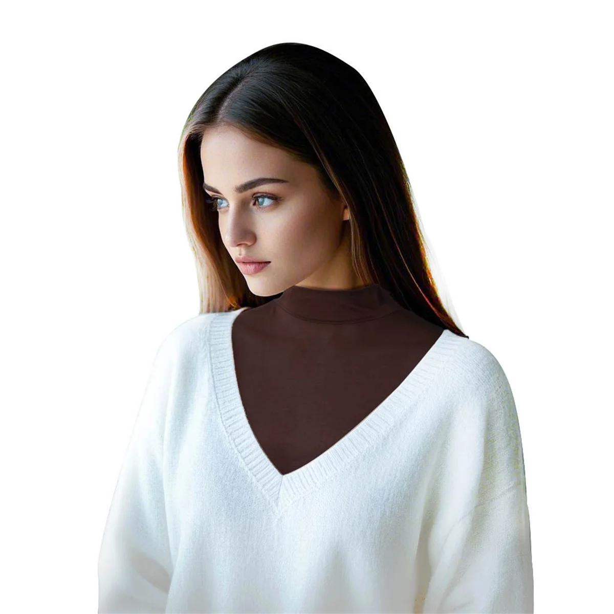 [قطن مرسيريزد عالي الجودة] غطاء قميص بياقة مزيفة بنمط جديد وشاح بياقة مزيفة وشاح بلون سادة غطاء قميص سفلي