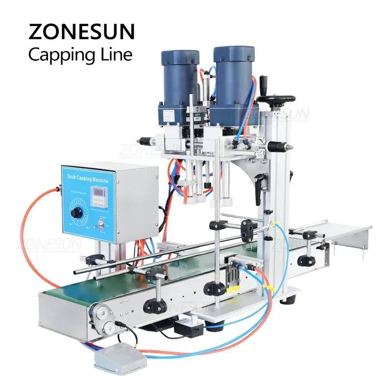 ZONESUN آلة السد ZS-XG6100C التلقائي الشد غطاء زجاجة عصير السائل غطاء رذاذ تويست قطارة زجاجية غطاء خط نقل