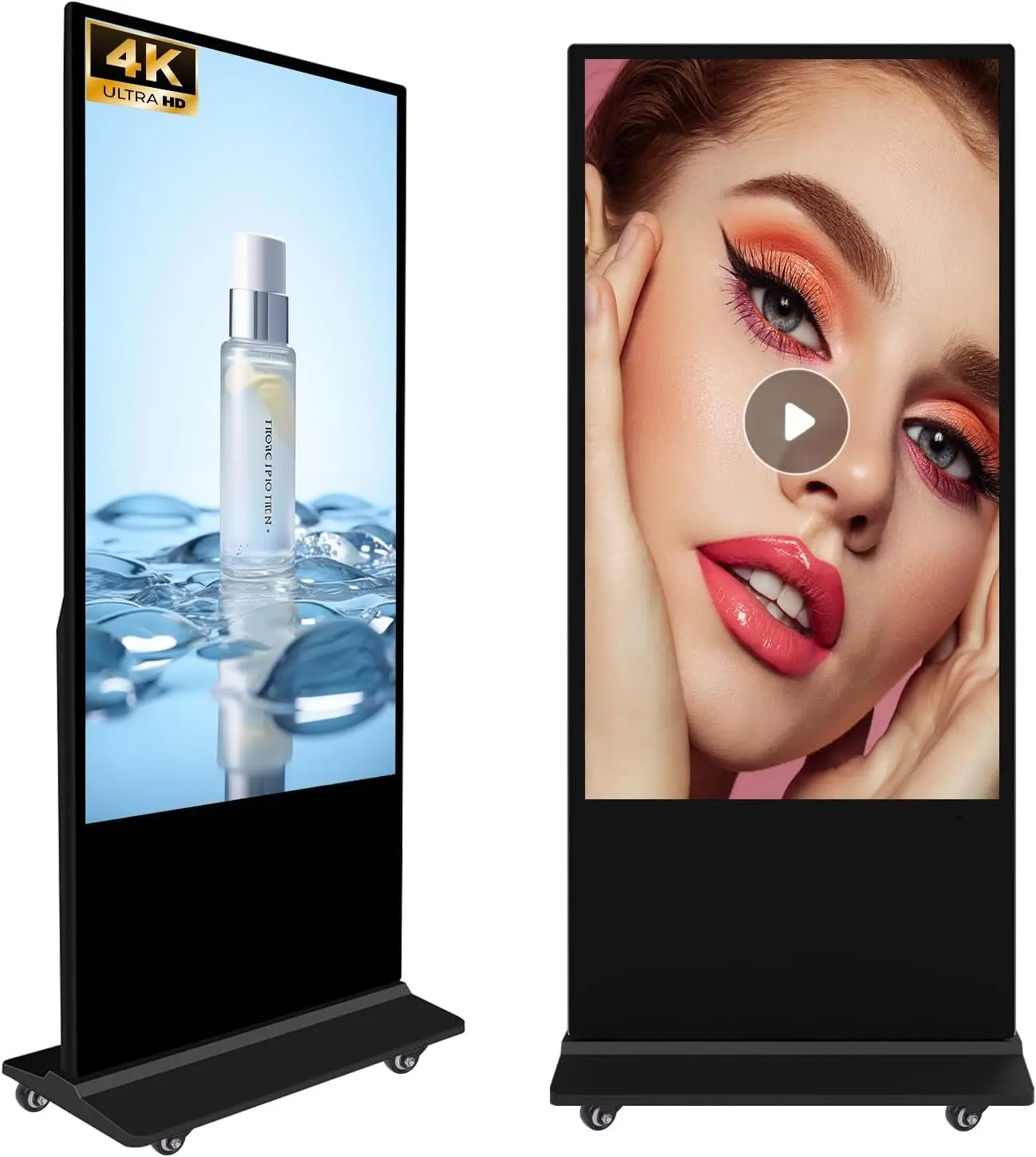 Mobile Digital Display Totem 55 Inch with Wheels Android System Touch Screen Play 1080P Floor Stand CMS Enabled