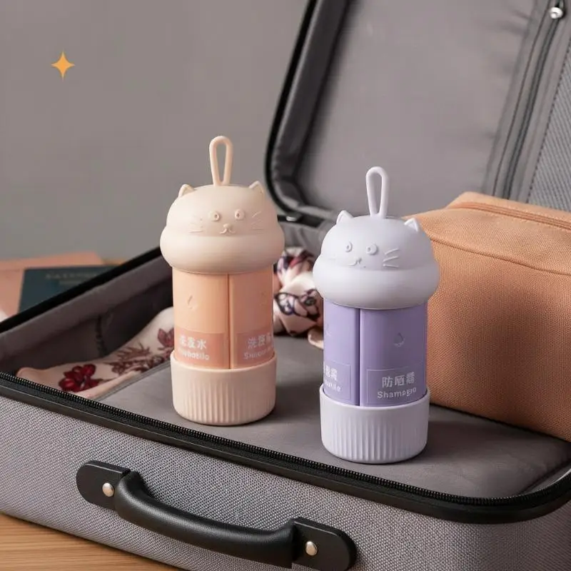 4-in-1 60ml Reise-Kosmetikflaschen-Set Praktischer, auslaufsicherer Shampoo- und Duschgelspender Tragbare Reisegröße für Toilettenartikel – Detail 5