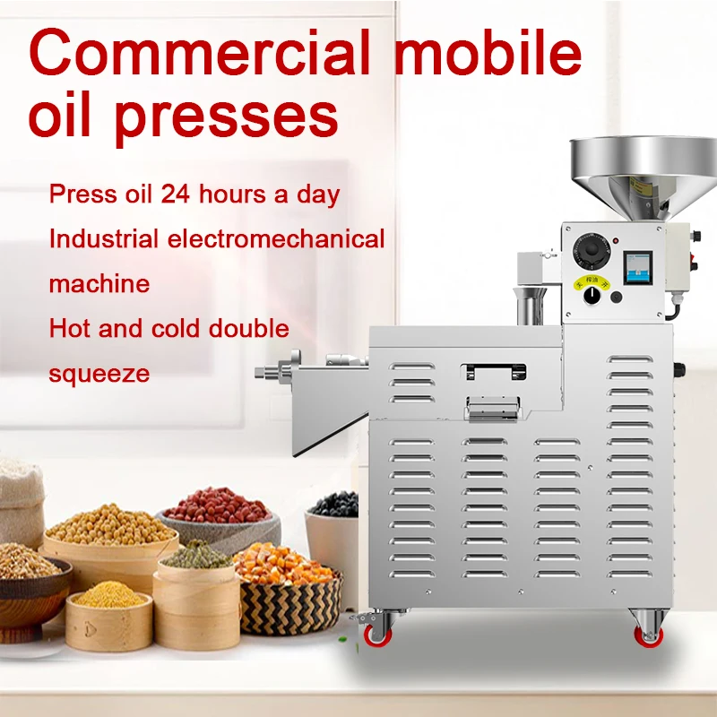 Hot Cold Oil Extractor Commercial Intelligent Electric Stainless Steel Oil Press Machine 15-25kg/H High Yield Frying Equipment