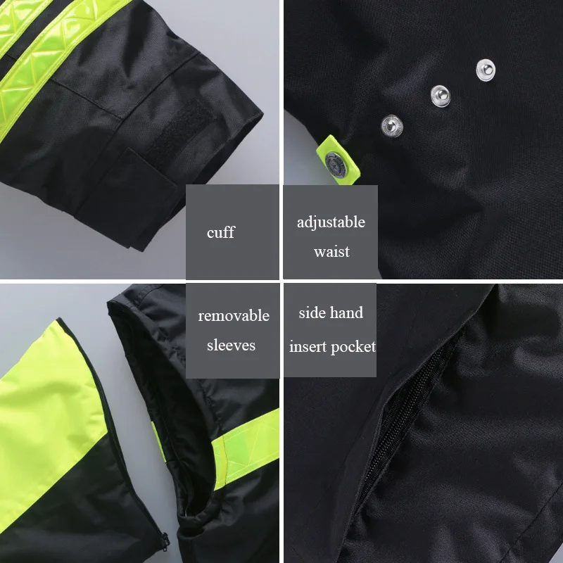 High Quality Mens Warm Coat Safety Reflective Thick Reflective Cotton Coat Windproof Outdoor Jacket