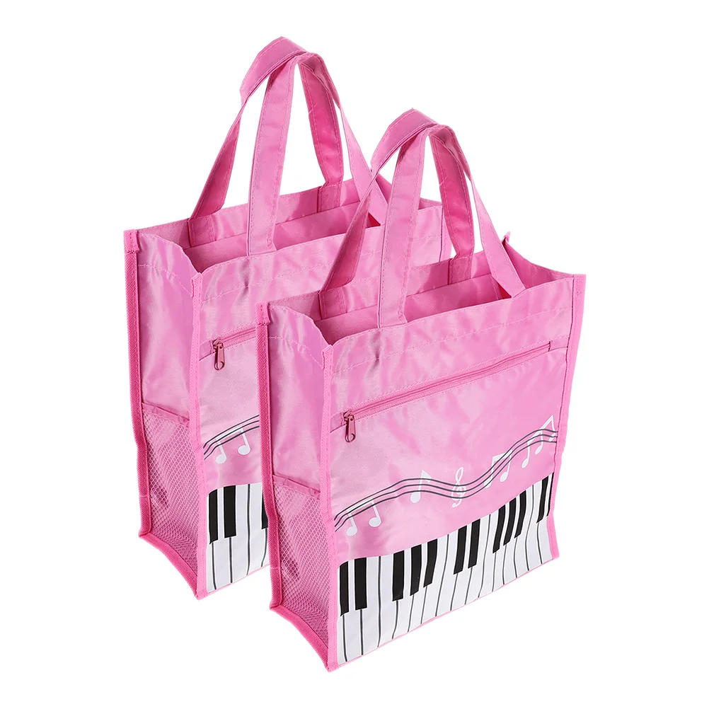 

2 Pcs Music Handbag Piano Tote Bags Book Portable Storage Note Non-woven Fabric Key Miss