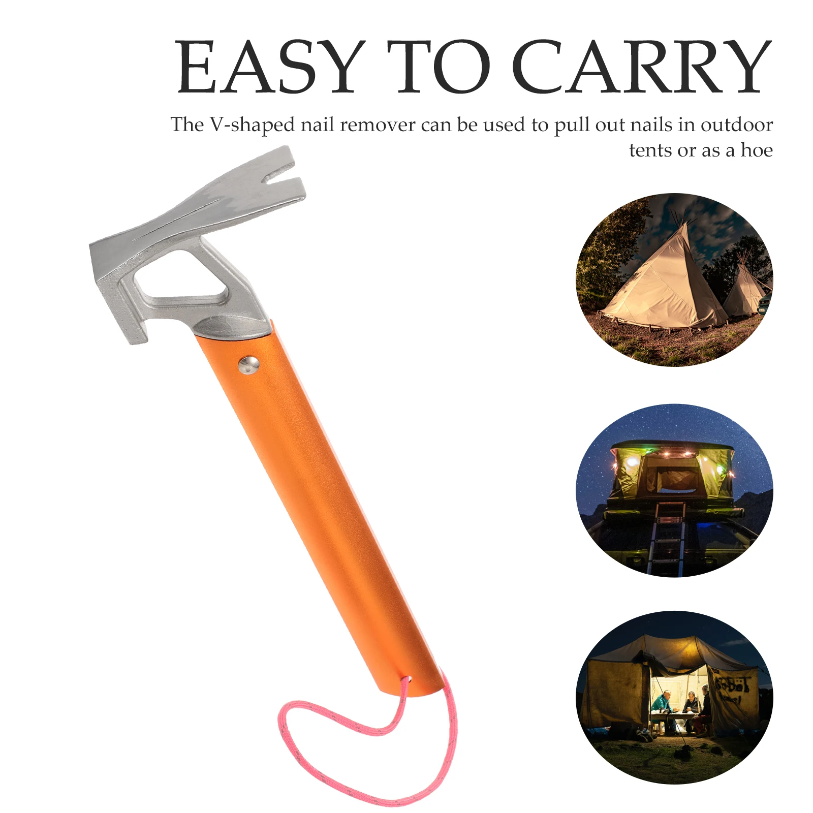 

Camping Tent Nail Hammer Stainless Steel Copper Alloy V shaped Remover Multi purpose Claw Durable Anti skid H Outdoor Hiking