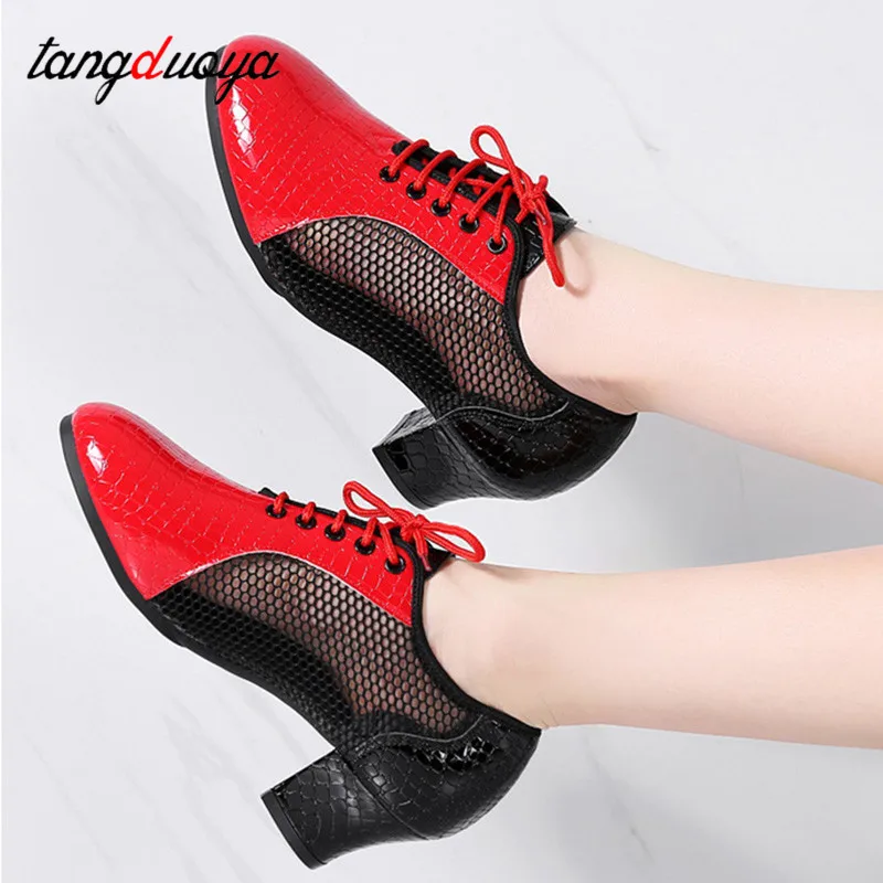 Summer women latin dance shoes leather outdoor Jazz Ballroom Salsa Dancing Shoes Woman High Heels 3.5/5cm Training Dance Sneaker