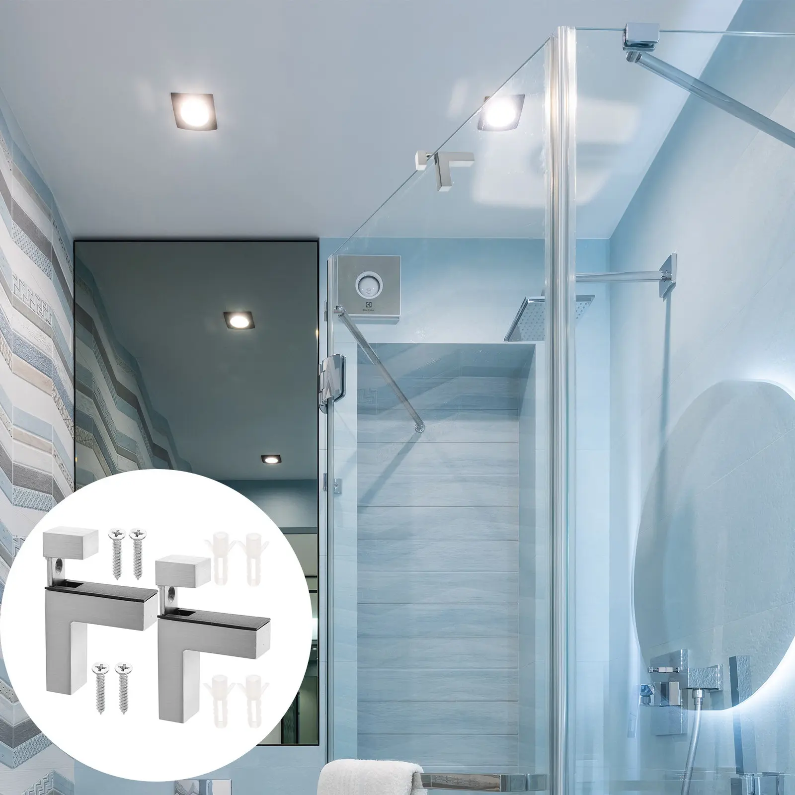 

2 шт. регулируемых настенных кронштейнов для стеклянных полок из цинкового сплава, сверхпрочные фиксаторы для плавающих стеклянных полок для ванной комнаты и витрин