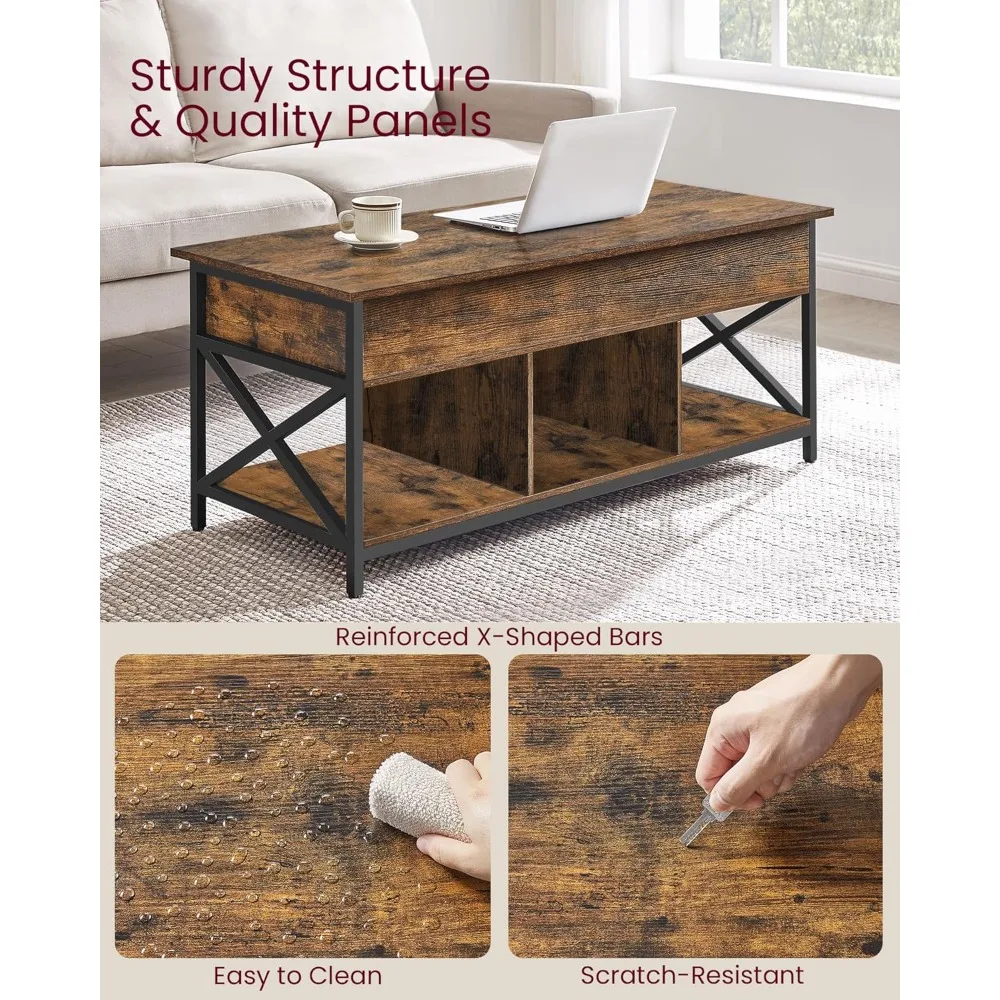 リフトトップコーヒーテーブル、収納棚付きリフトコーヒーテーブル、隠しコンパートメントとリフトトップ、リビングルーム、オフィス用