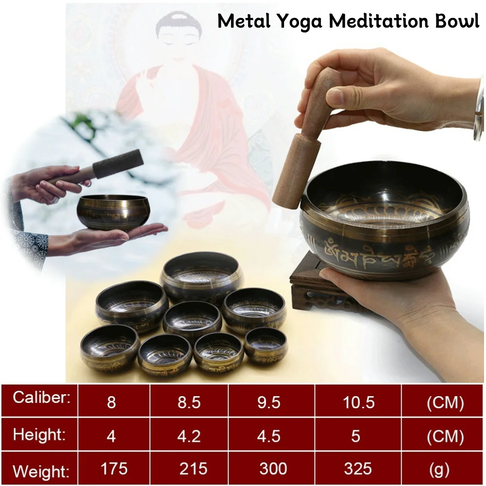 Nepal Tibetan Sing Bowl 4 Size Himalayan Buddhist Metal Yoga Meditation Singing Bowl Fengshui Handmade Bronze Chime Bowl