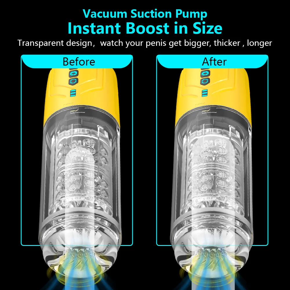 Cangkir masturbasi pria otomatis, mainan seks dewasa saluran teleskopik realistis penghisap kuat rotasi 360 ° untuk toko pria