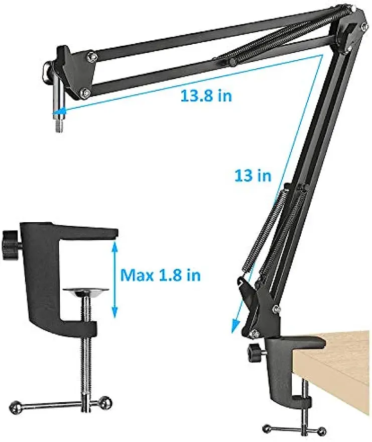 Audio-Technica AT2020 Mic Boom Arm with Foam Windscreen, Suspension Boom Scissor Arm Stand with Pop Filter Cover