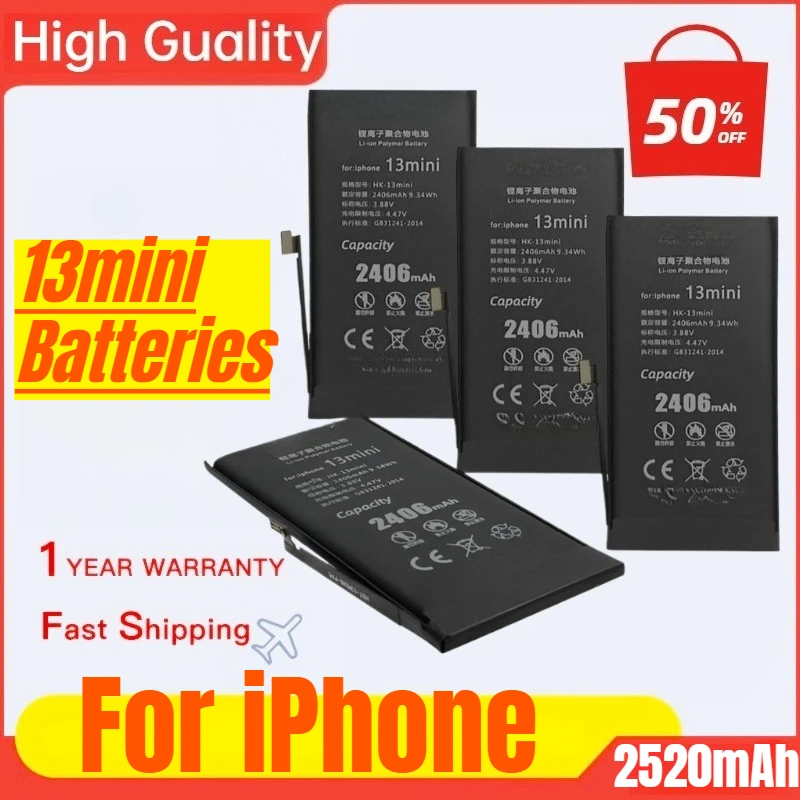 

New Product Capacity Increase, Run Diagnosis 0 Cycle A Product Battery, Suitable for IPhone13 Mobile Phone Replacement Bateria