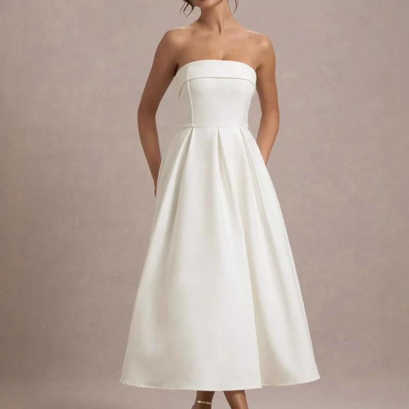 

2026 European and American Temperament Tube Top Dress Dress Slim Fit High Sense Solid Color Dress