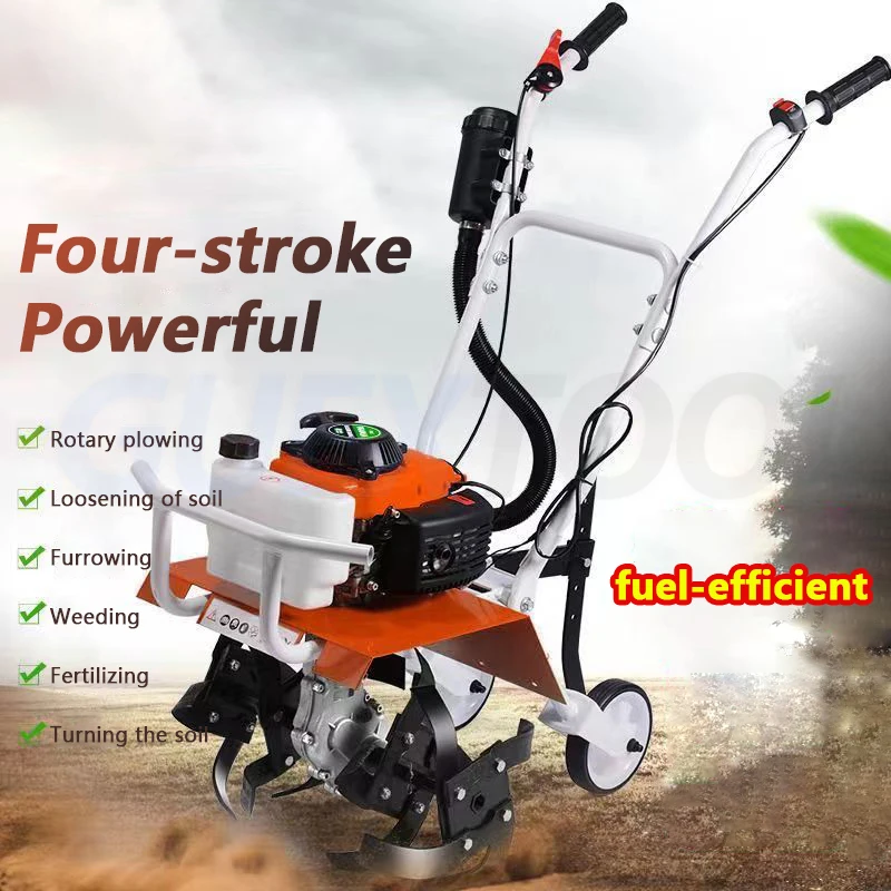 198CC Four Stroke Gasoline Micro Cultivator 9800W Agricultural Garden Tools Gasoline Minitype Rotary Tiller Machinery for Farm