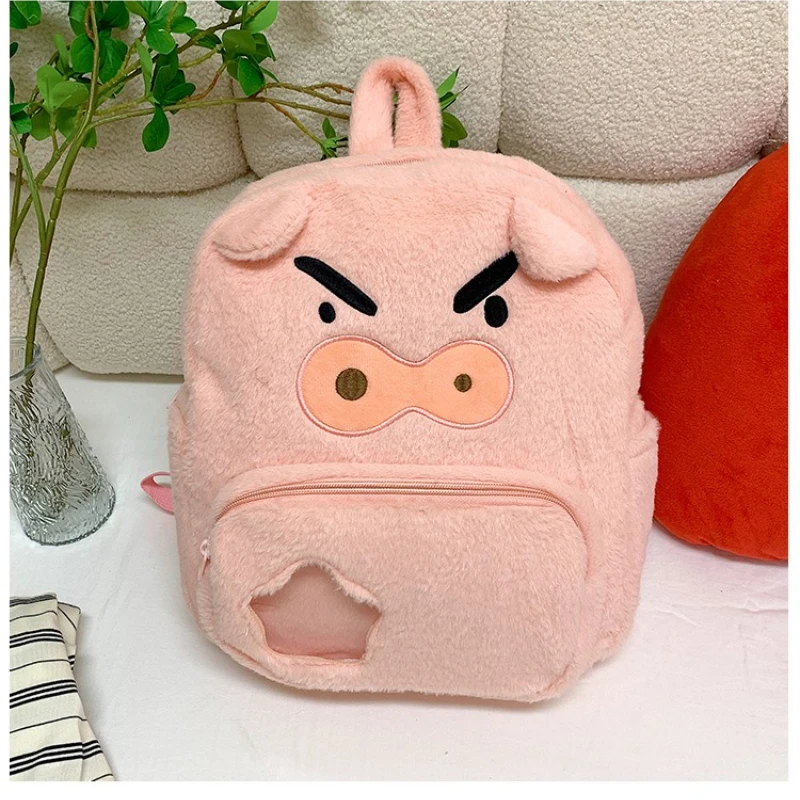 Mochila de pelúcia de porco rosa irritado mochila de grande capacidade saco de desenho animado de alto nível de aparência uma mochila escolar versátil para estudantes