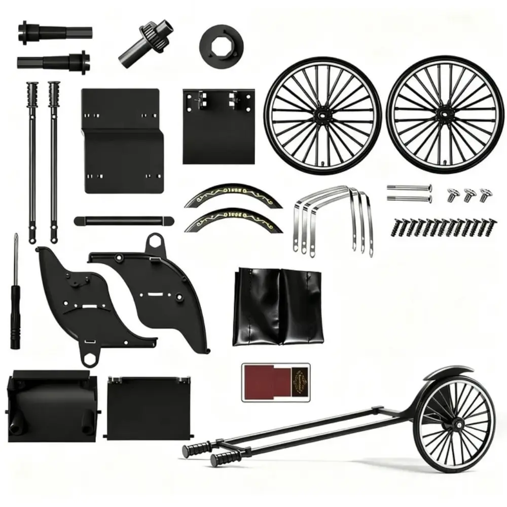 

Vintage Classic Human-Powered Rickshaw Model Handmade 1:10 DIY Rickshaw Toy Detailed Craftsmanship Movable Wheel