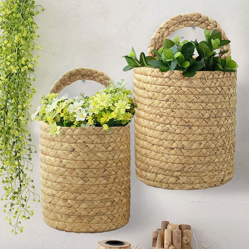 

1Pcs Seagrass Woven Storage Basket Portable Hanging Organizer Desktop Container Home Decor Plant Flower Storage Basket