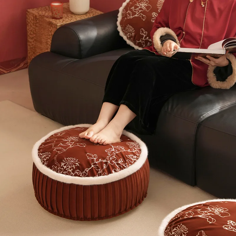 New Year's floor cushion fart cushion new Chinese garden embroidery lazy sofa cushion thickened sitting pouf living room leg pie