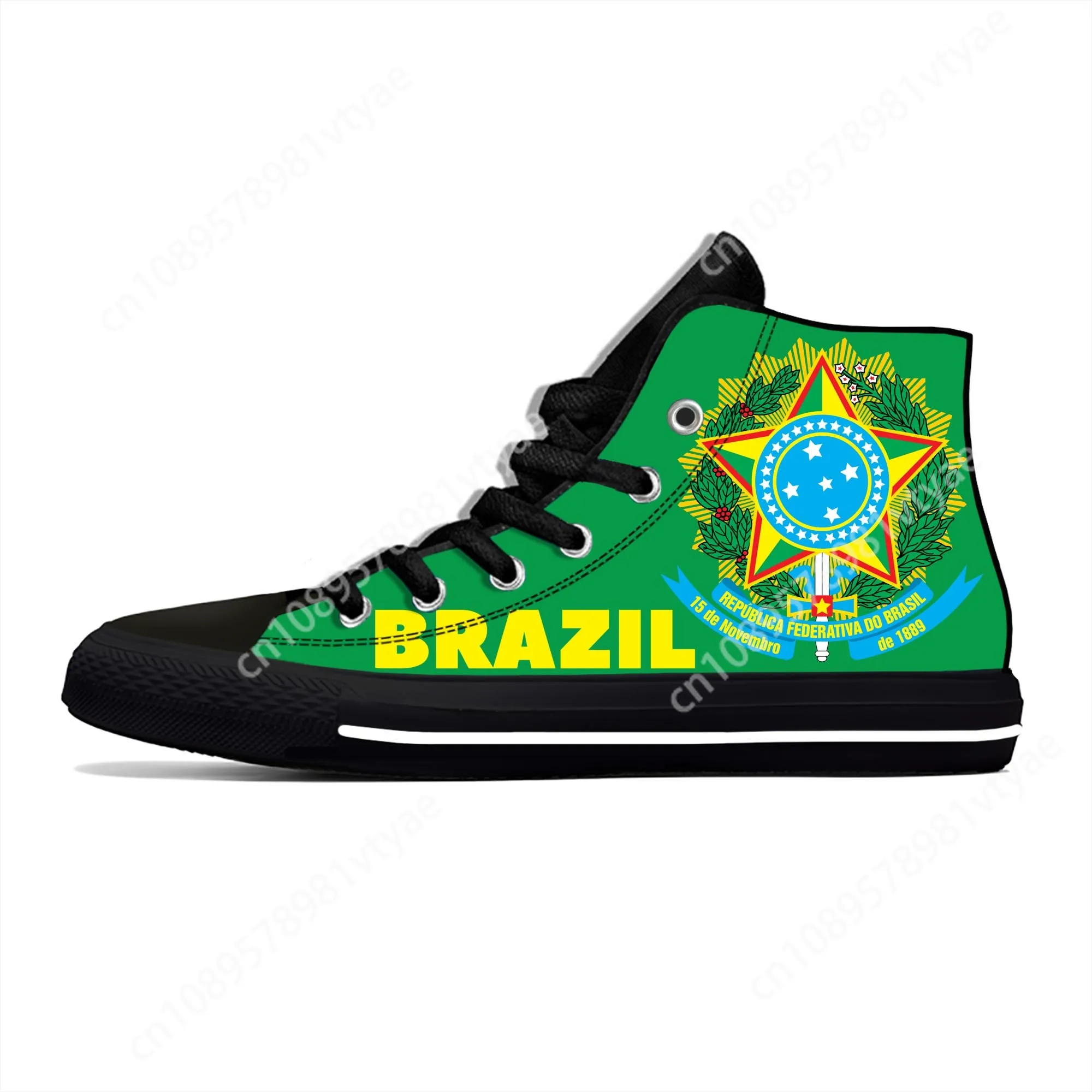 

Brazil Flag High Top Sneakers Mens Womens Teenager Casual Shoes Canvas Running Shoes 3D Printed Breathable Lightweight shoe