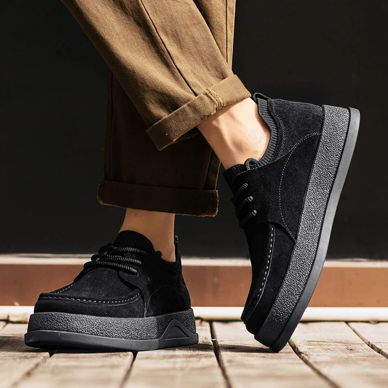 

Men Vulcanized Shoes 2025 Autumn New Fashion Vintage Comfortable Lace Up Casual Shoes Outdoor Non Slip Height Increase Sneakers
