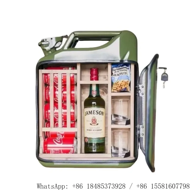 Vintage Jerry Can Mini Bar Box  Can Style Wine Cabinet Decor Storage Case Gift For Him Garage Bar Ornament