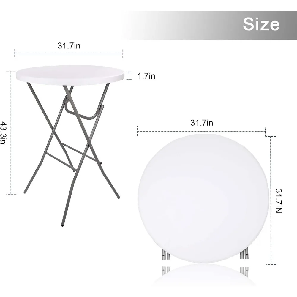 칵테일 테이블 하이탑 접이식 테이블, 휴대용 바 높이 접이식 테이블, 분리형 다리가 있는 원형, 32 인치
