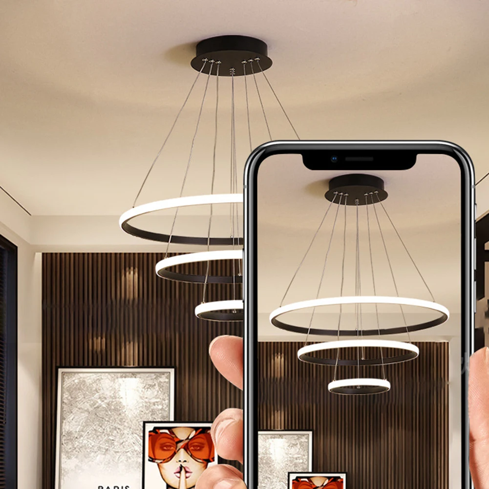 Nordic Luxury Hanging Light Adjustable LED Pendant Chandelier High Brightness for Living Room Dining Room Bedroom Decor Ornament