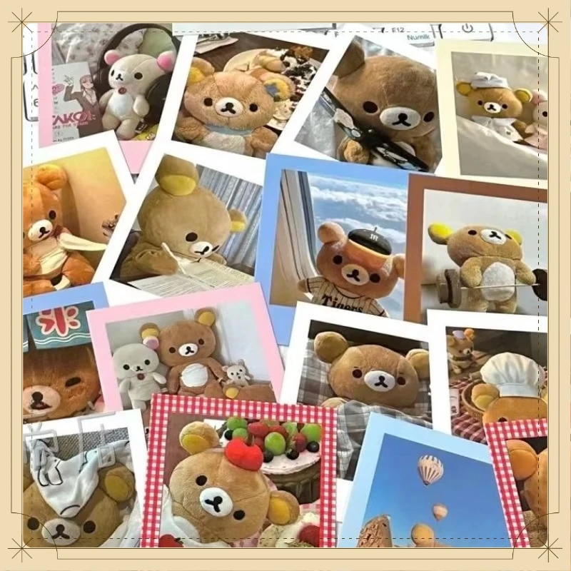 Rilakkuma Postcard Sticker Pack Cute Cartoon Bear Aesthetic Photo Cards Kawaii Decorative Cards for Scrapbook Journal DIY Album 
