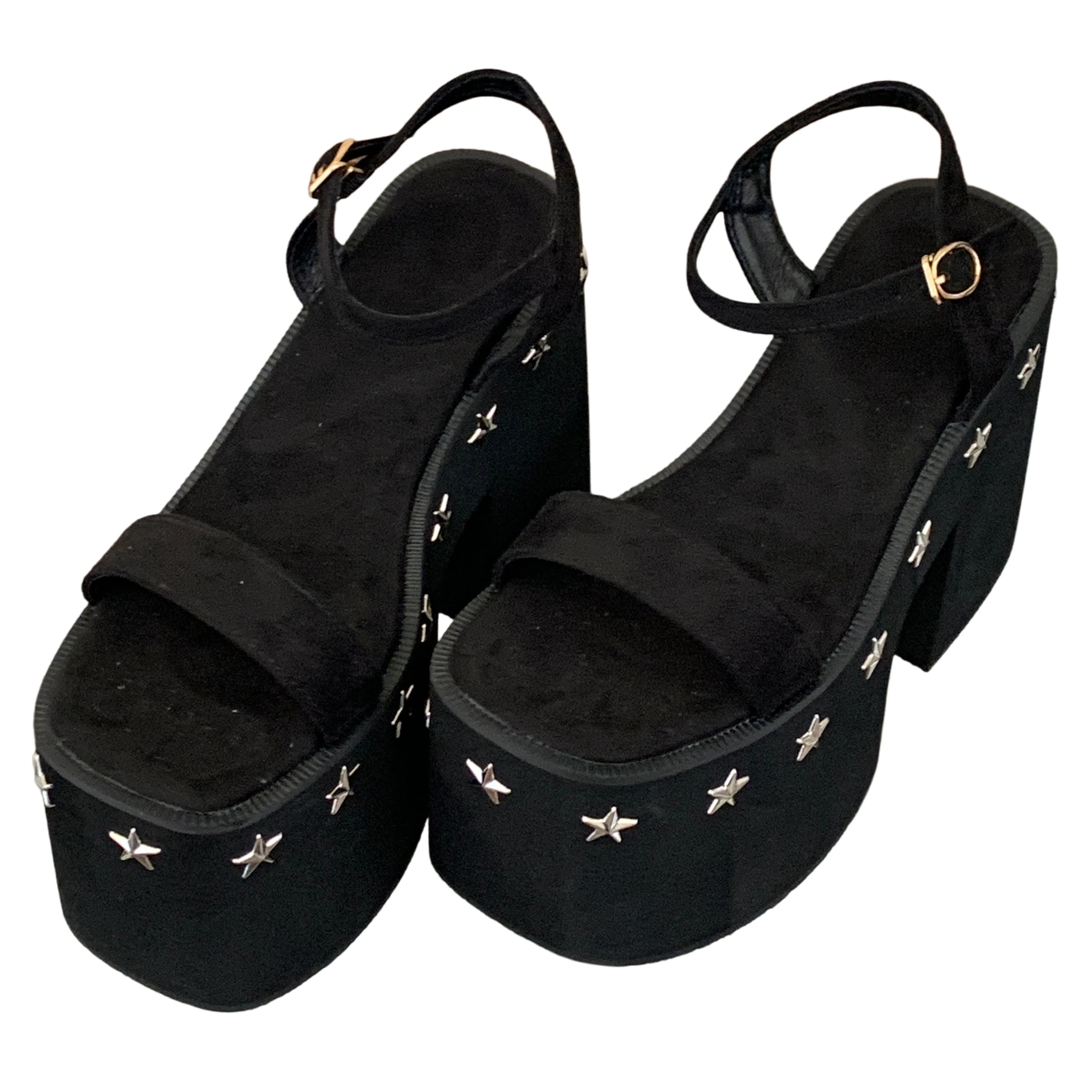 13cm Block Heel Shoes Women Sandals Platform Gladiator Sandals Size 34 Star-Shaped Rivets High Heels Summer Shoes