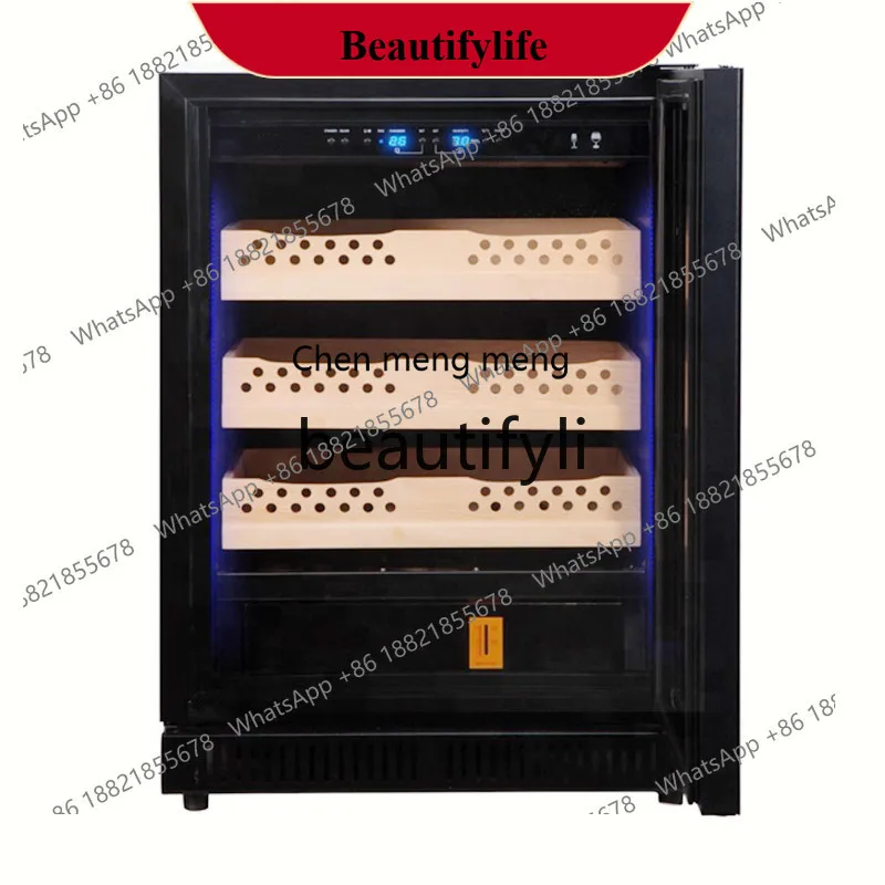 AB02  Small Refrigerated Household Compressor Wine and Cigar Cabinet with Air Cooling, Constant Temperature, and Humidity Contro