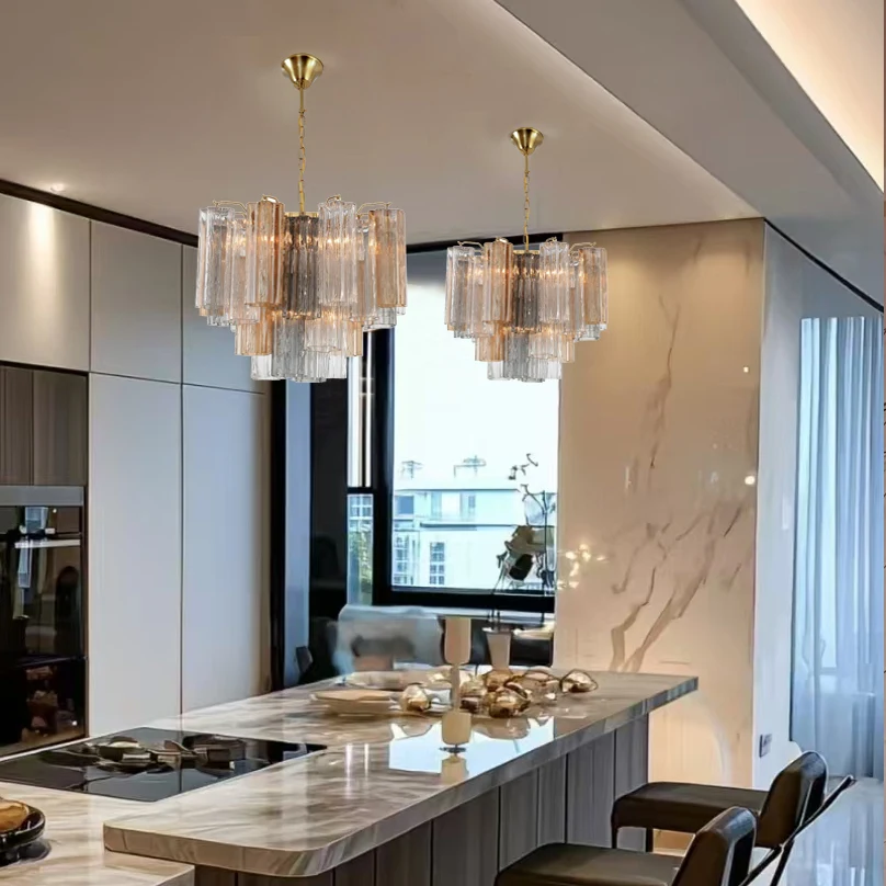 REVEN Designer Modern Chandelier Luxury Dimmable Ceiling Light Adjustable Chain Murano Crystal