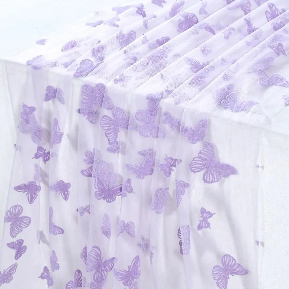 Romantic Butterfly Mesh Table Runner Multi-color Semi-Transparent Wedding Table Runner Decorative Long Table Runner Birthday