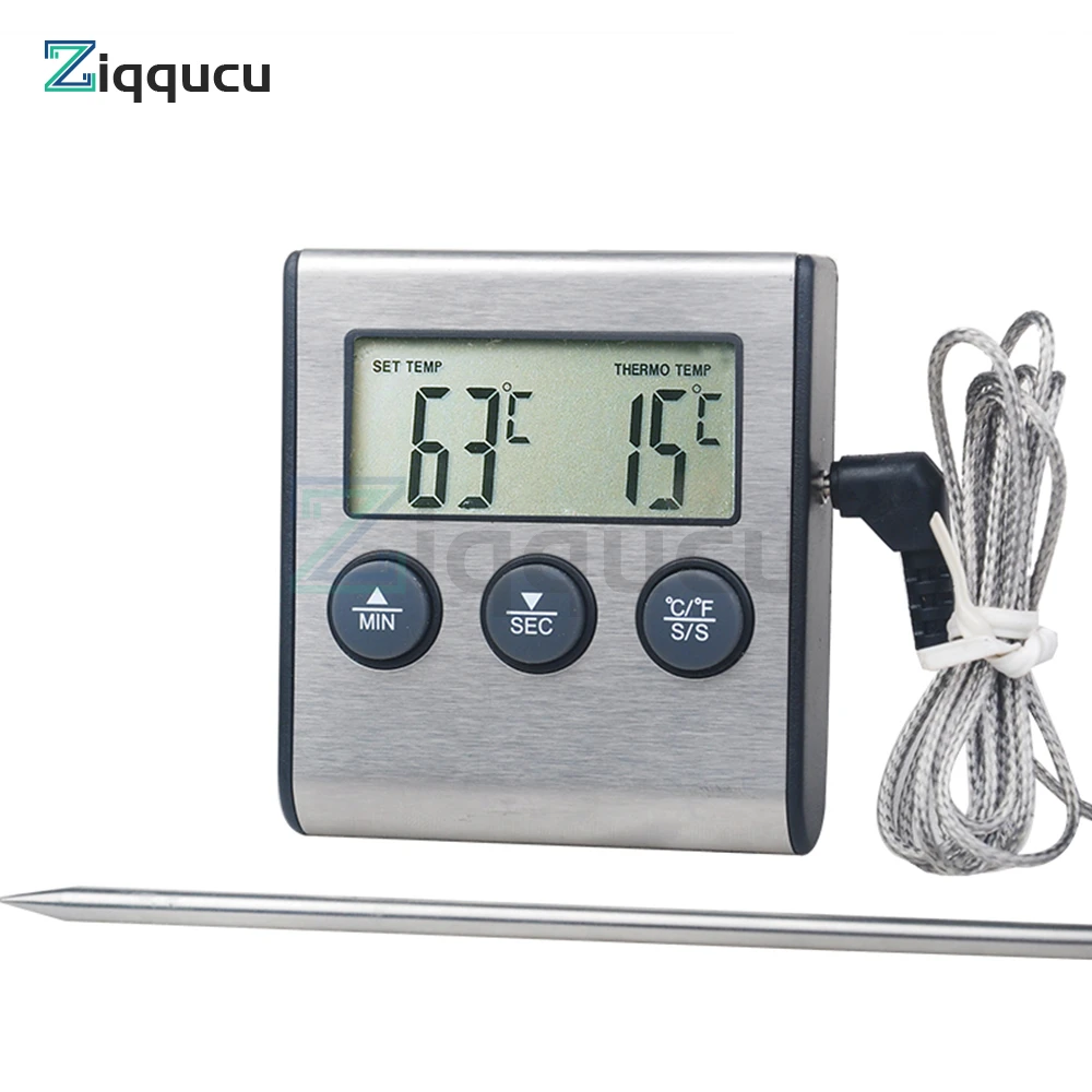 TP700 Kitchen Digital Cooking Thermometer Meat Food Temperature for Oven BBQ Grill Timer Function with Stainless Steel Probe