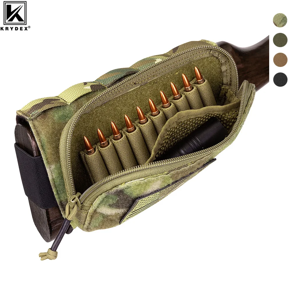 KRYDEX Rifle Buttstock Stock Pack Cheek Rest Gun Pouch Tactical Shell Holder Shot Hunting Gear Combat Accessories Right Hand