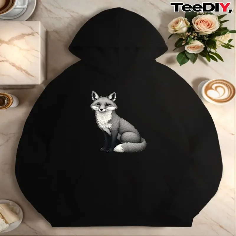 

Осень-зима, женский свитшот, одежда больших размеров, женский милый модный топ с длинными рукавами и круглым вырезом из мультфильма лисы и животного