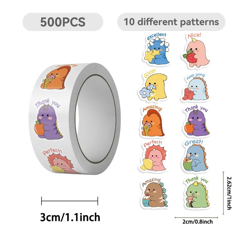 500pcs Cartoon Personality Dinosaur Creative Doodle Decorative Stickers