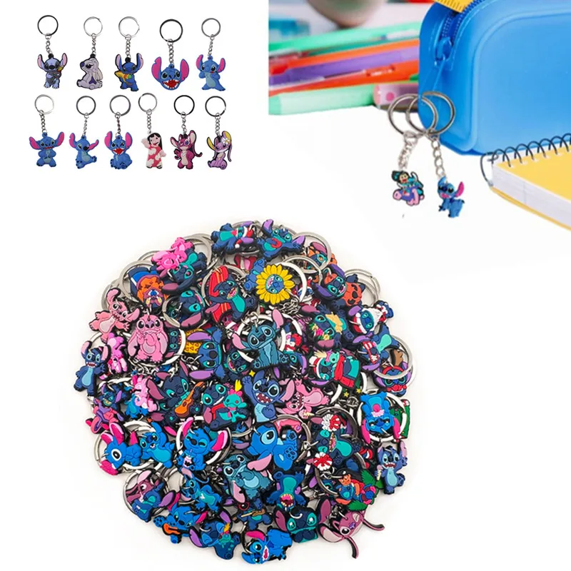 10 pçs disney ponto e anjo chaveiro dos desenhos animados série de quadrinhos chaveiro pingente ornamentos jóias meninos meninas presentes para amigos