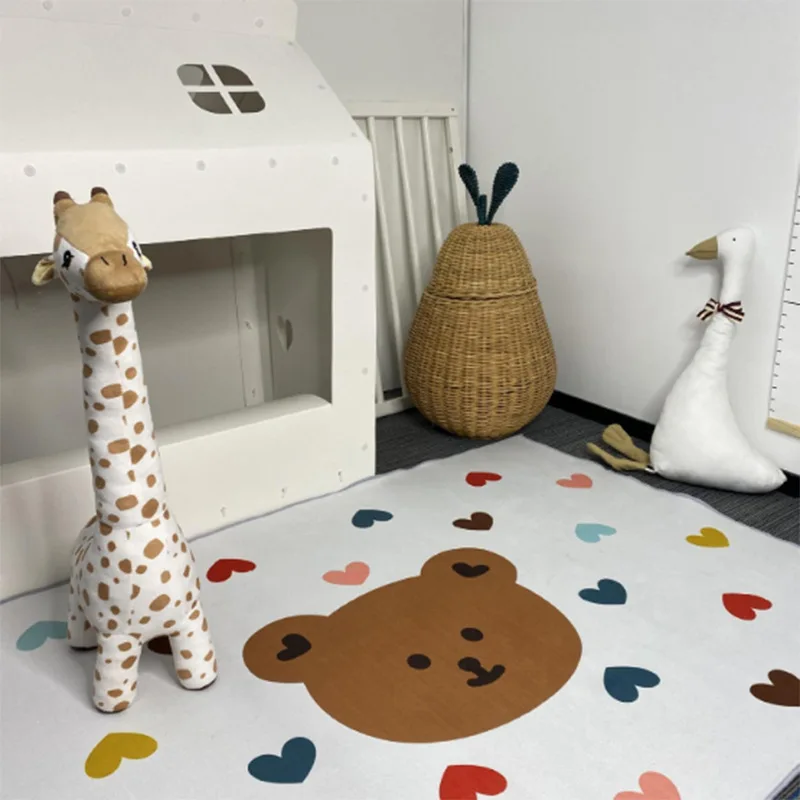 Ins nordic esteira do jogo do bebê esteira do tapete do quarto das crianças tapete retangular dos desenhos animados urso impresso jogo esteira do quarto dos miúdos decoração