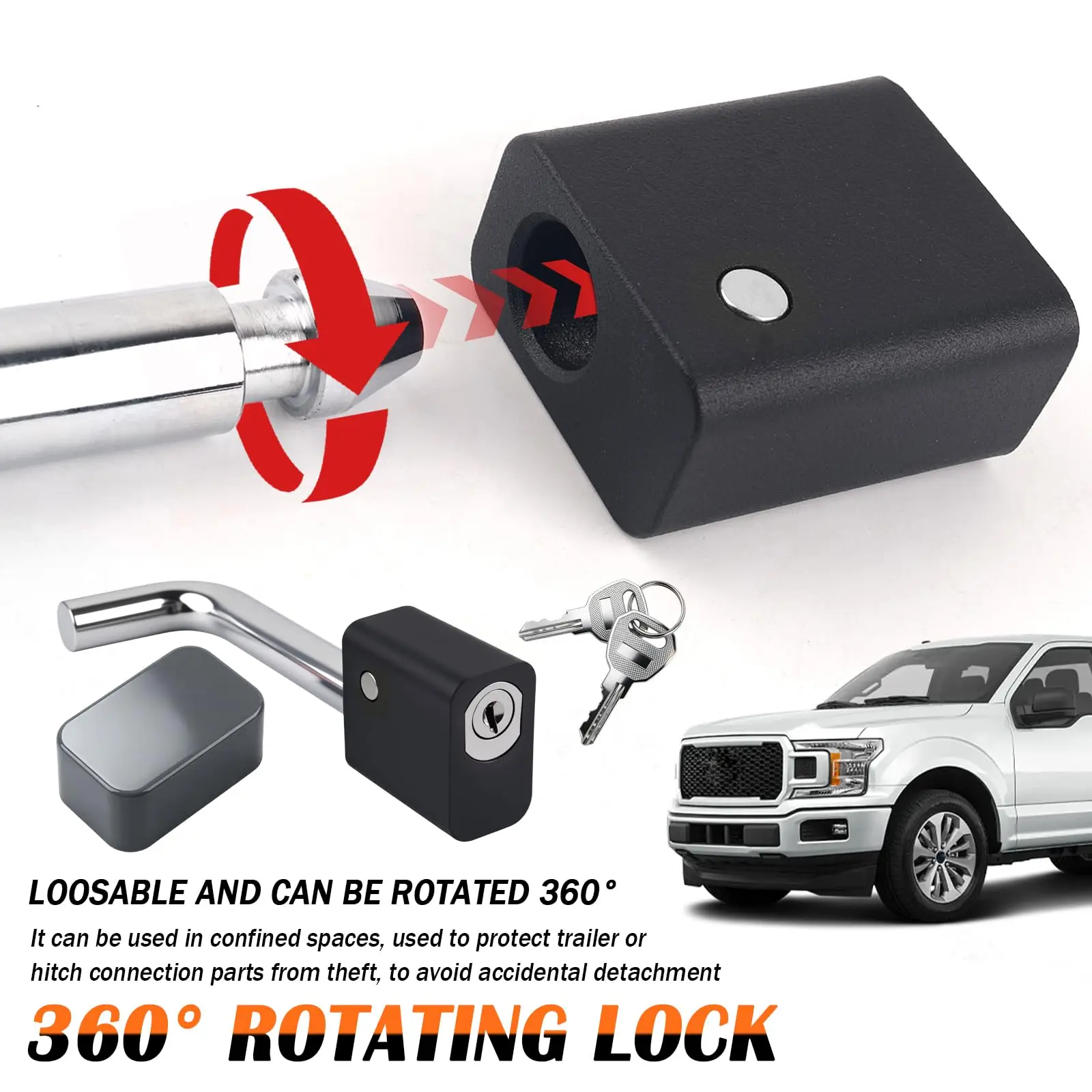 Trailer Hitch Receiver Lock Trailer Hitch Receiver Lock Rack Tray Ball Mount for Towing Trailer Truck Car Boat RV Exterior Parts